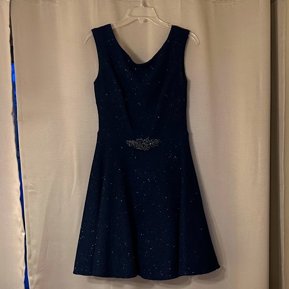 Betsy and Adam Navy Blue Sparkle Dress